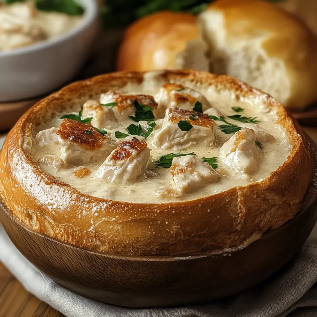 Chicken Alfredo Bread Bowls