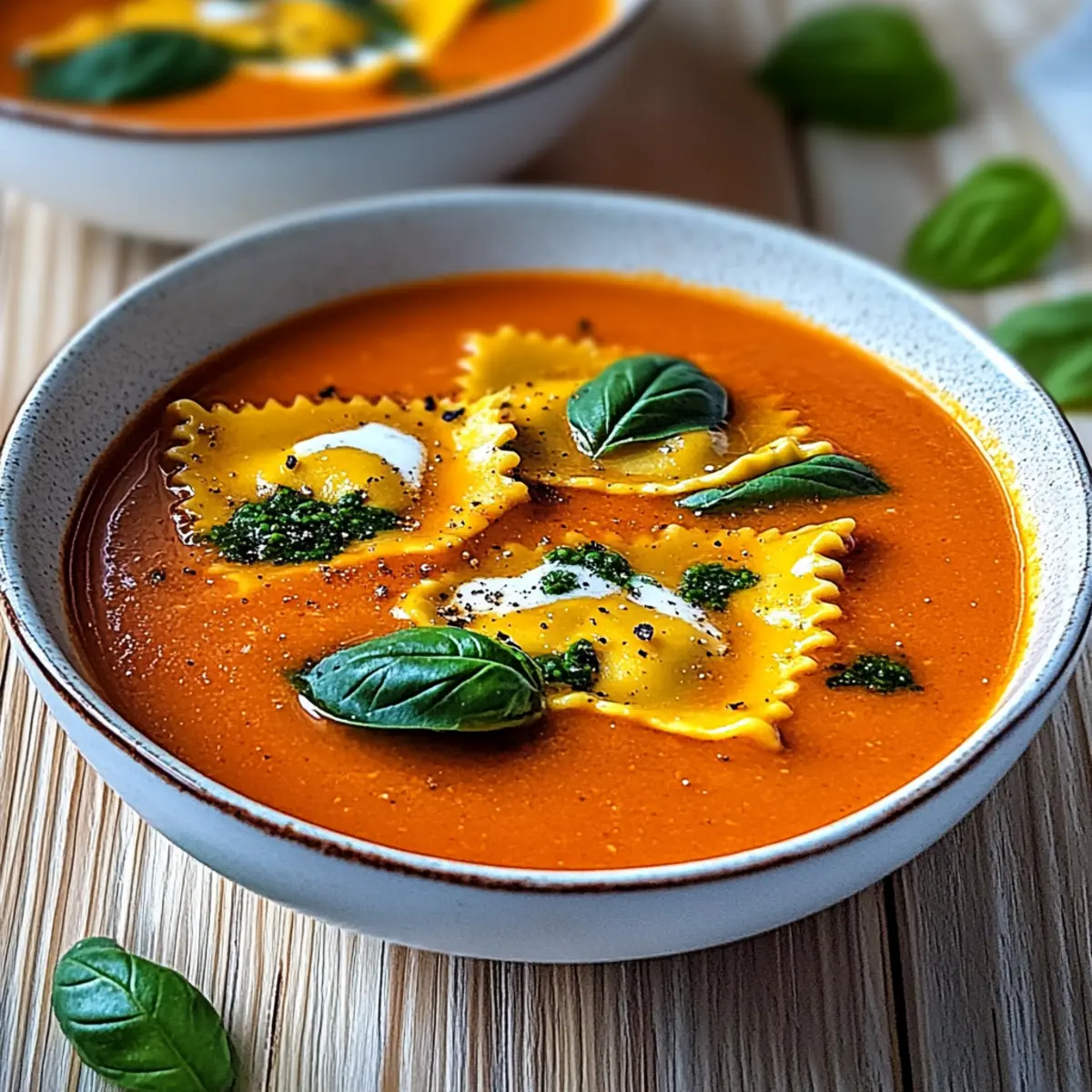 Roasted Red Pepper Ravioli Soup