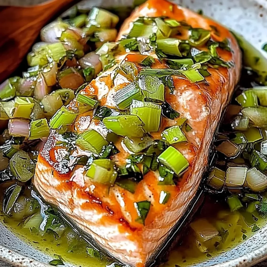 Miso Butter Salmon with Scallion Salsa Verde