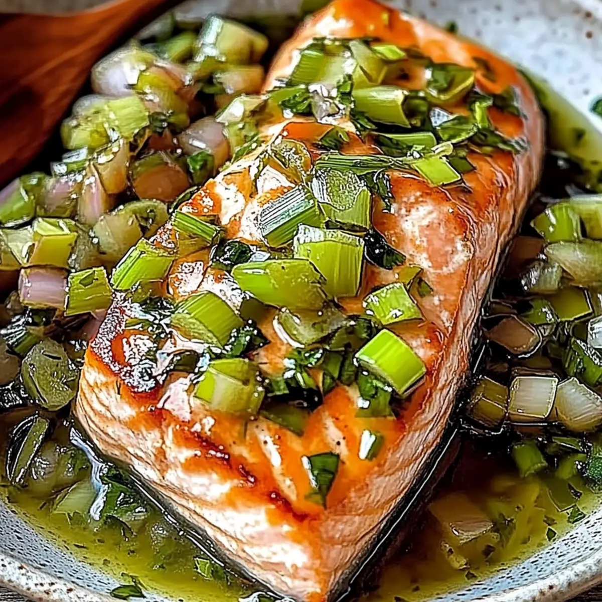 Miso Butter Salmon with Scallion Salsa Verde