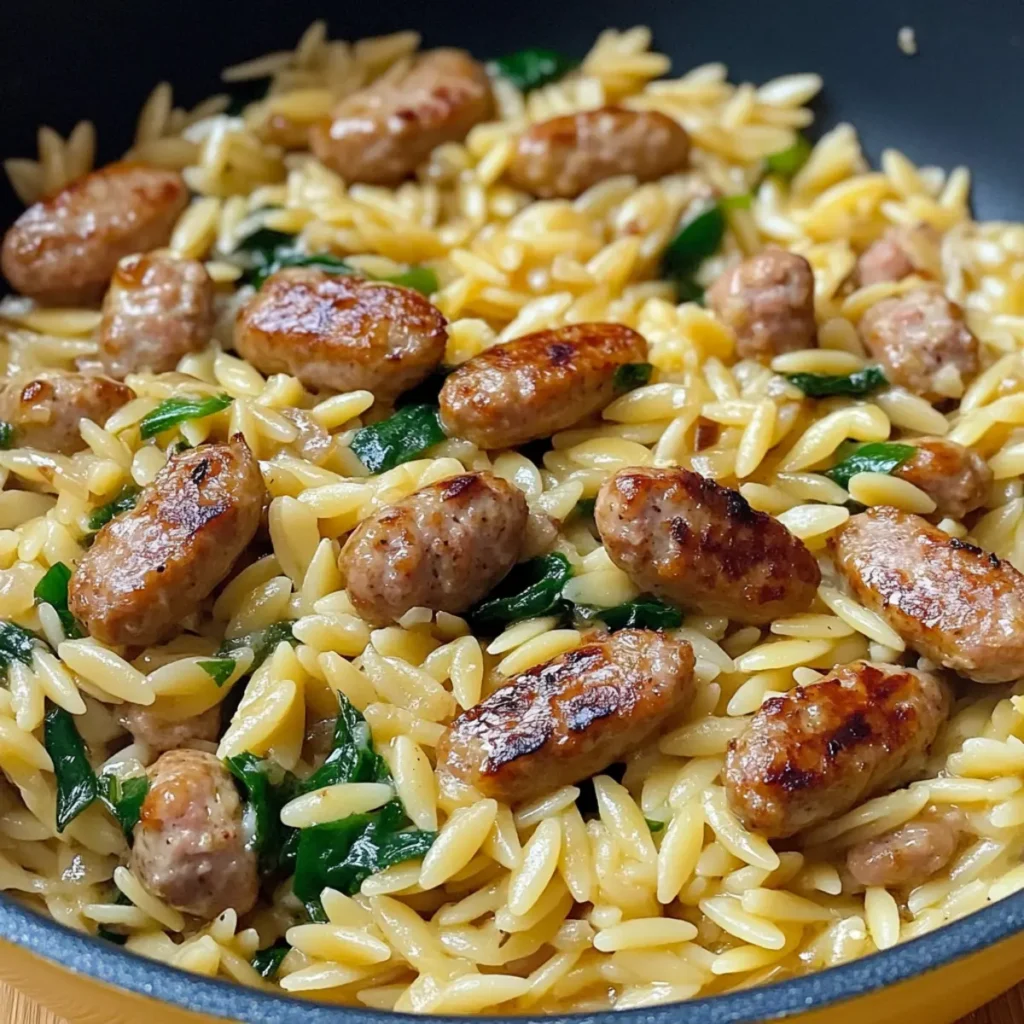 One-Pot Garlic Butter Sausage and Orzo Delight