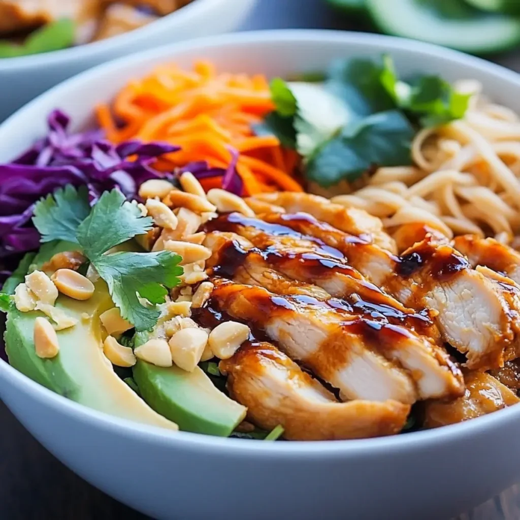 High Protein Thai Peanut Chicken Buddha Bowl