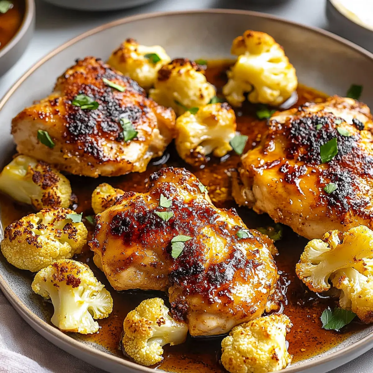 Sheet Pan Honey Garlic Baked Chicken and Cauliflower