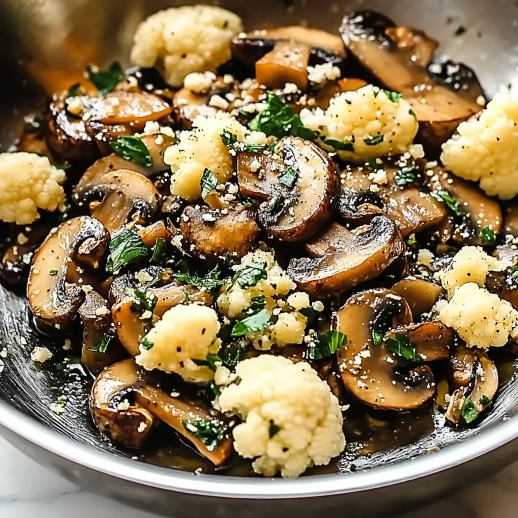 Sautéed Mushrooms with Cauliflower Crumbles