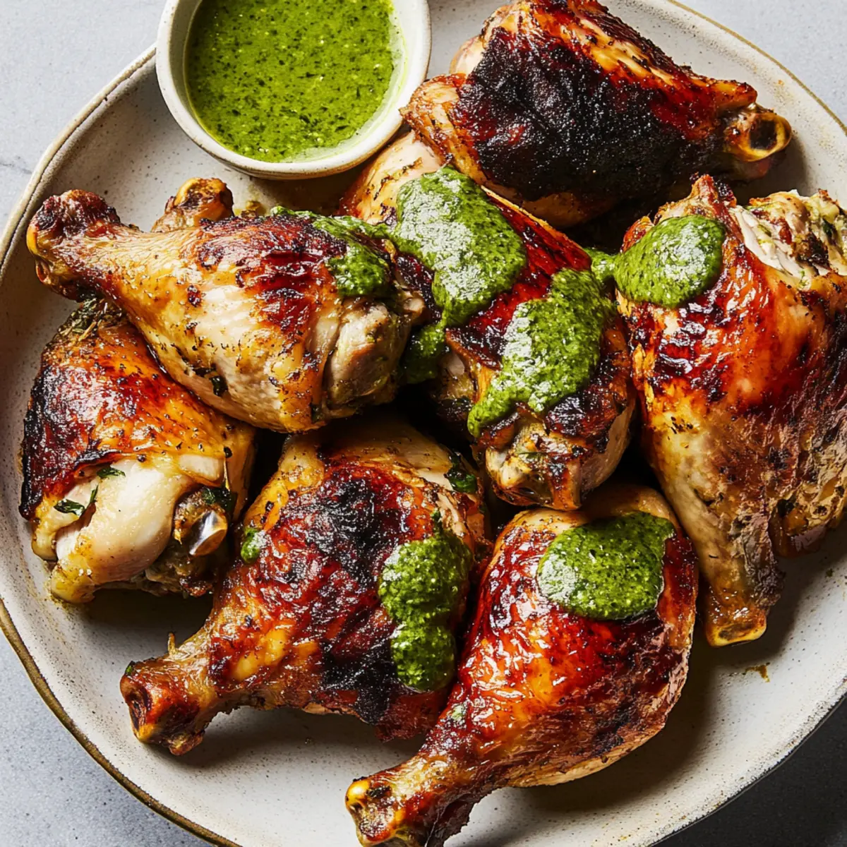 Peruvian Roasted Chicken With Spicy Cilantro Sauce