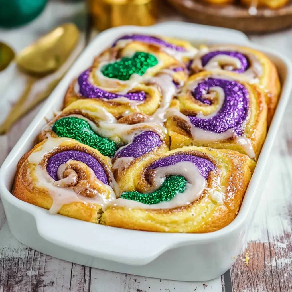 King Cake Cinnamon Rolls