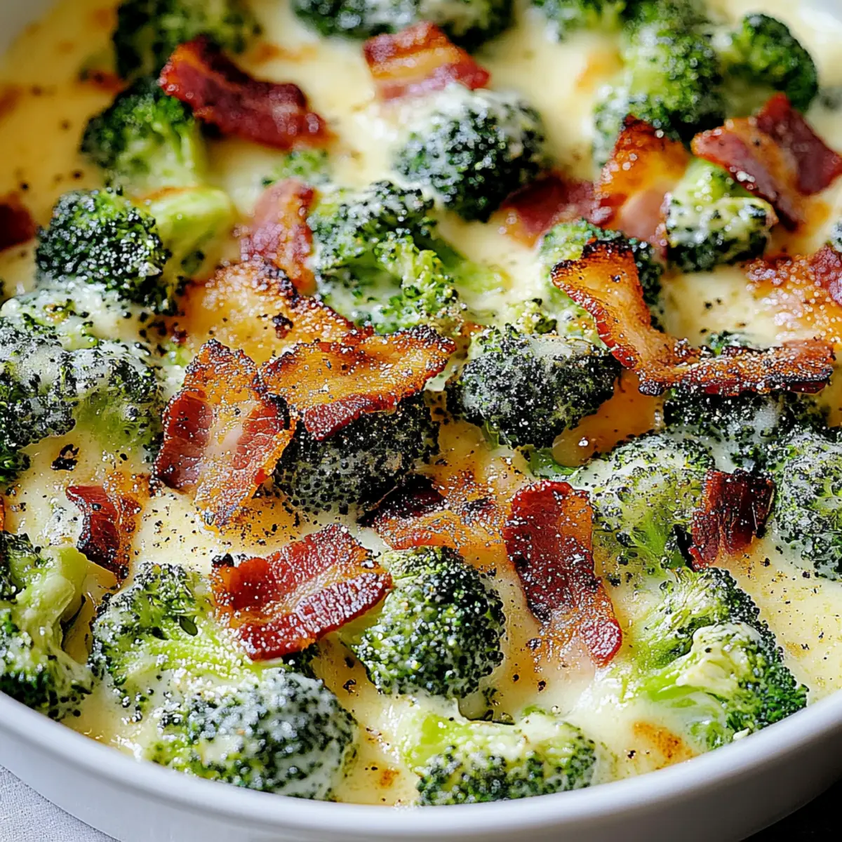 Creamy Garlic Parmesan Broccoli with Bacon