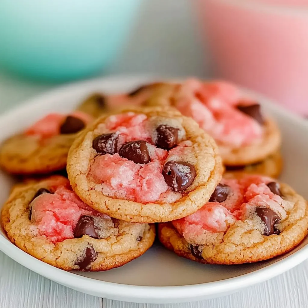 Strawberry Chocolate Chip Cake Mix Cookies