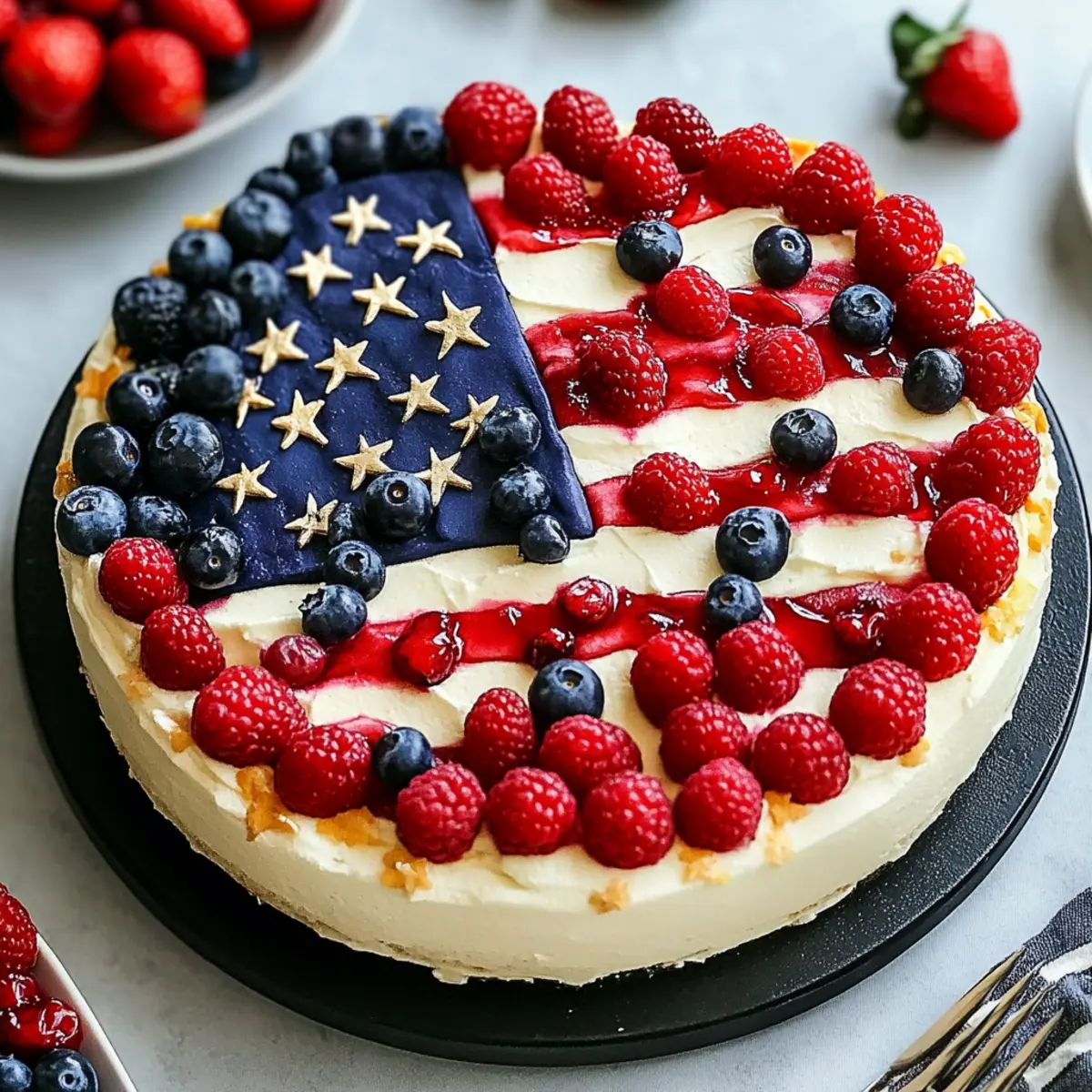 American Flag Cake with Fresh Berries
