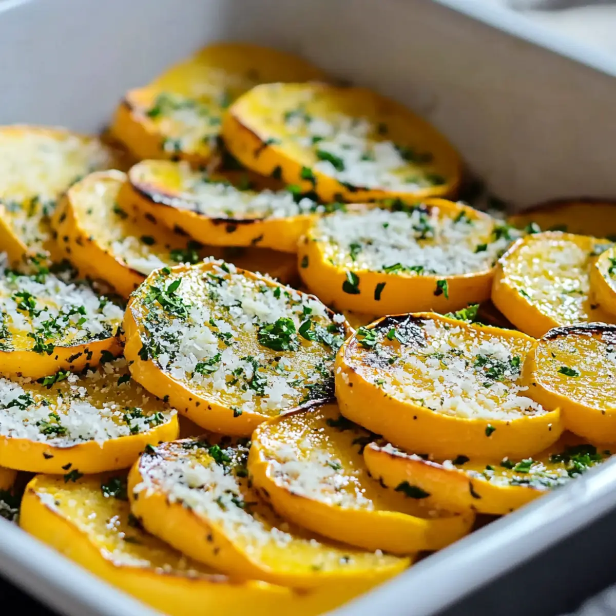 Roasted Yellow Squash with Parmesan Cheese and Herbs