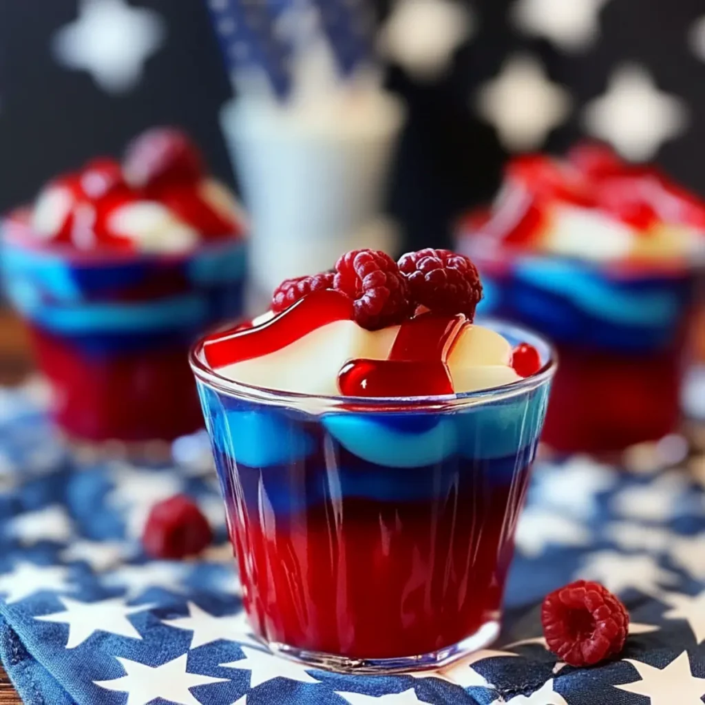 4th of July Desserts Red White Blue Jello Cups